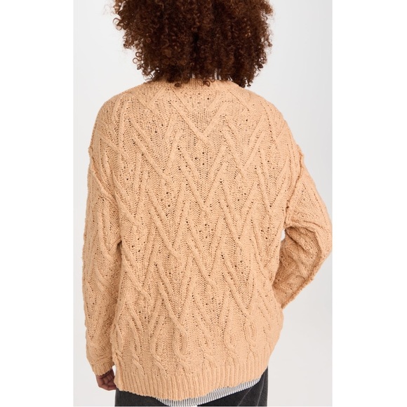 | free people • isla camel cable tunic sweater size • medium | - Picture 9 of 16
